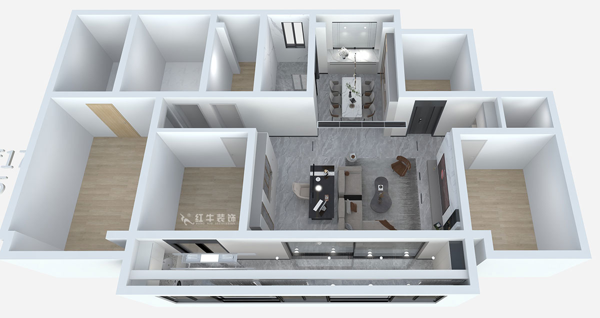 熊皓宇｜颐和铂岸江璟-140㎡-现代轻奢风格｜精装修局改｜00_02鸟瞰图